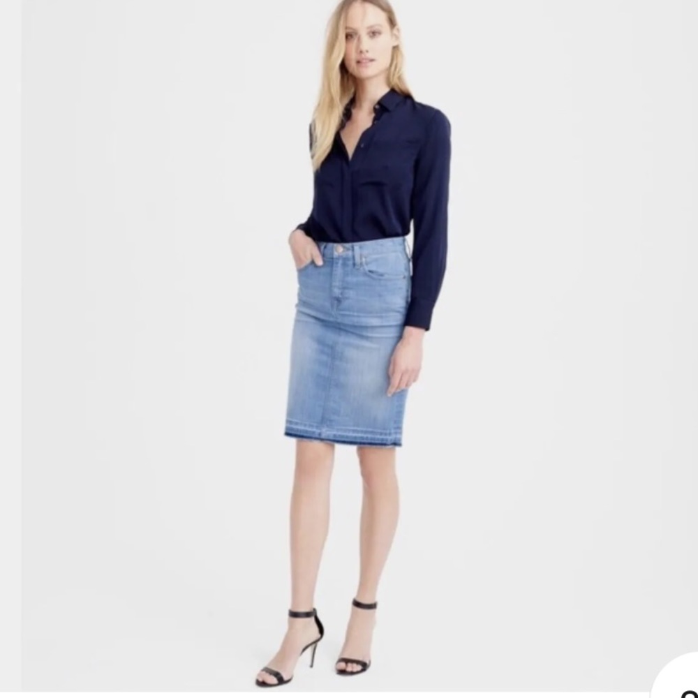J. Crew Navy and Light Blue Pencil Skirt